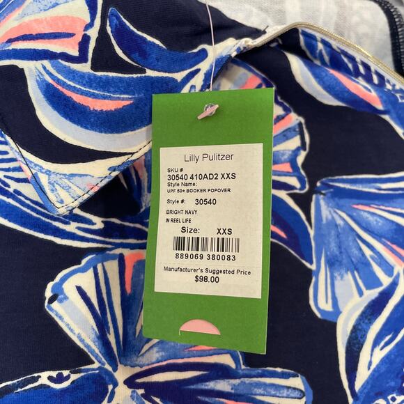 LILLY PULITZER Bright Navy In Reel Life Booker Popover Size XXS - Picture 4 of 14